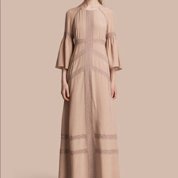 Burberry Dresses & Skirts - NWT $2,500 Burberry Silk Tan Long Sleeve Gown EU 36, US 02, Fits (2-4) 100 %Silk